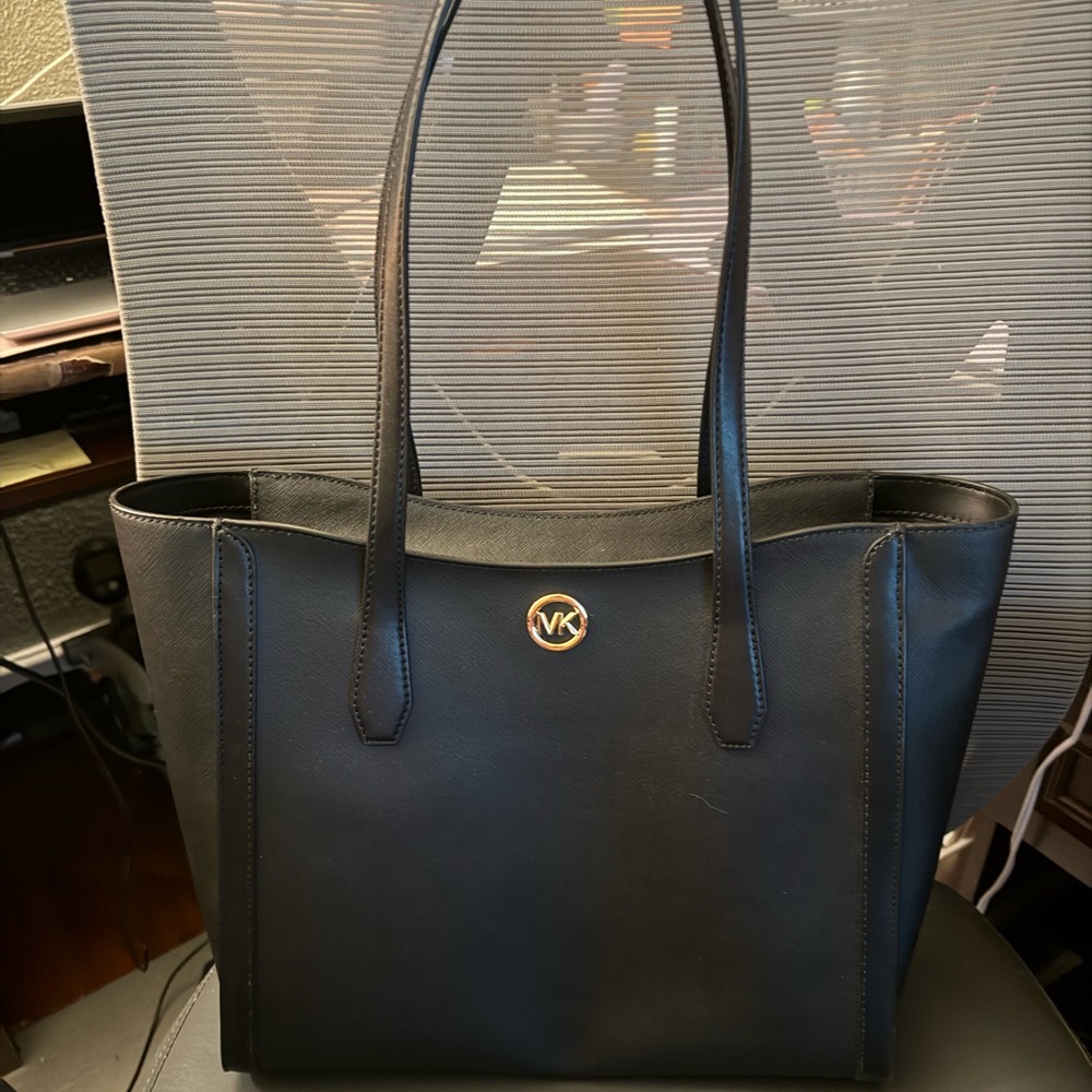Michael Kors Black Tote Bag with Gold Accent